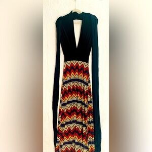 Dramatic‎ Bohemian Aztec Chevron Convertible Halter Electic Statment Maxi Dress